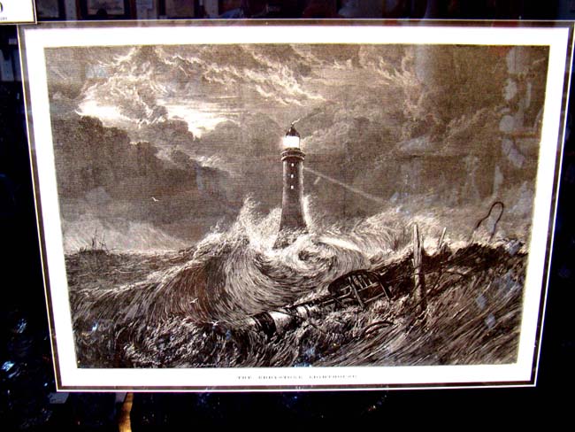 A late 19th century print depicting the "Eddystone Lighthouse" (Cornwall, England)
